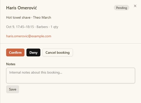Booking details