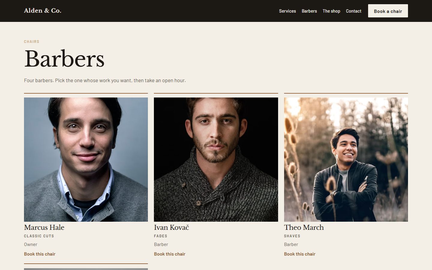 Barbers page