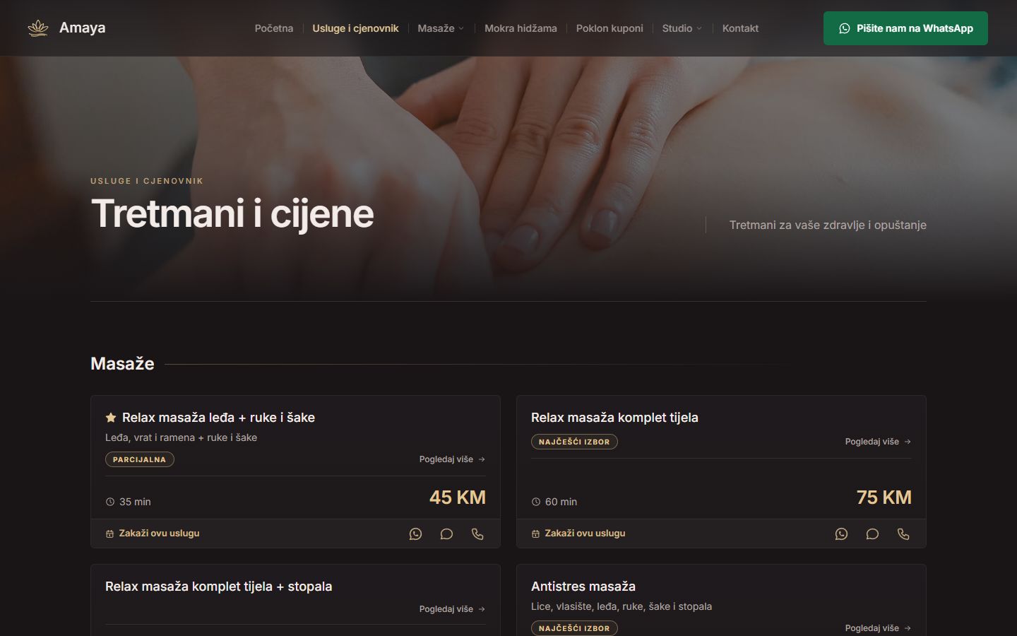 Treatments and price list